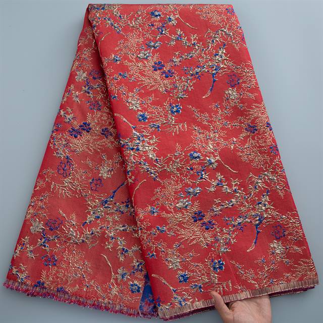 Blue Brocade Mesh Lace
